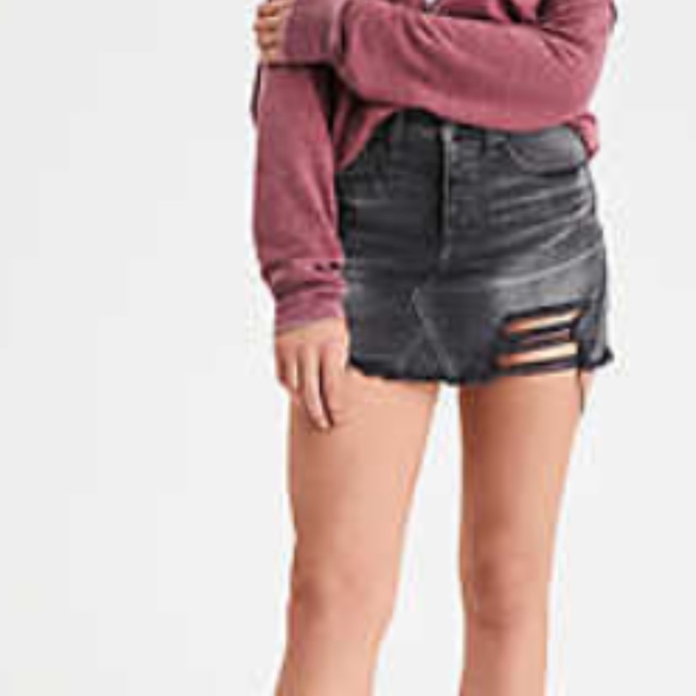 AE HIGH-WAISTED DENIM SKIRT IN GRAY